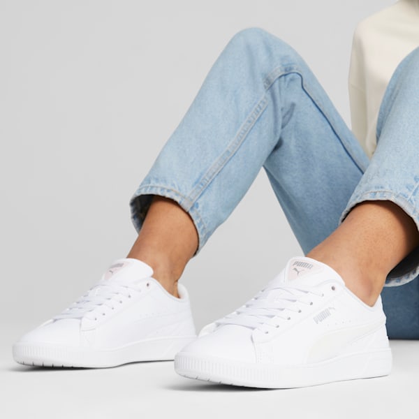 Tenis Vikky v3 Winter Wonderland para mujer, PUMA White-Galaxy Pink-PUMA Silver, extralarge