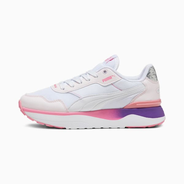 Zapatos deportivos PUMA R78 Voyage Star Glow para jóvenes, Galaxy Pink-PUMA White-Strawberry Burst, extralarge