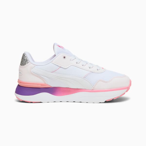 Zapatos deportivos PUMA R78 Voyage Star Glow para jóvenes, Galaxy Pink-PUMA White-Strawberry Burst, extralarge