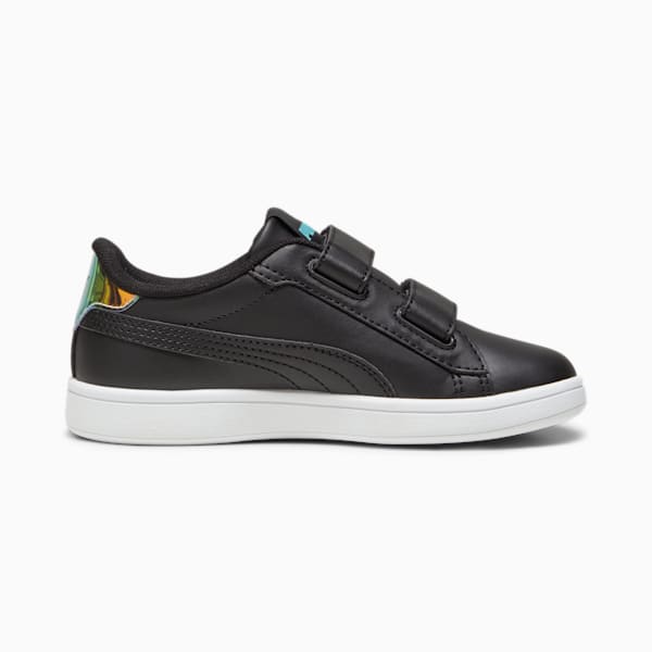 キッズ ガールズ プーマ スマッシュ 3.0 L クリスタル ウィングス V スニーカー 17-21cm, PUMA Black-PUMA White-Team Aqua, extralarge-JPN