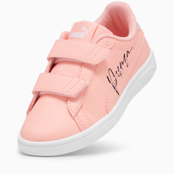 キッズ ガールズ プーマ スマッシュ 3.0 L クリスタル ウィングス V スニーカー 17-21cm, Peach Smoothie-PUMA Black-PUMA White, extralarge-JPN