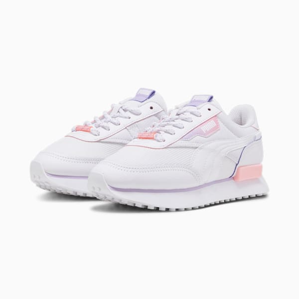 Future Rider Cosmic Girl's Sneakers, PUMA White-Vivid Violet-Koral Ice, extralarge-IND