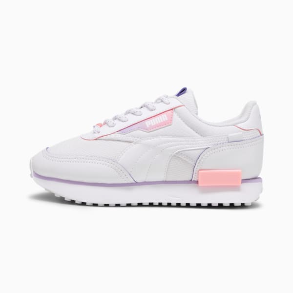 Future Rider Cosmic Girl's Sneakers, PUMA White-Vivid Violet-Koral Ice, extralarge-IND