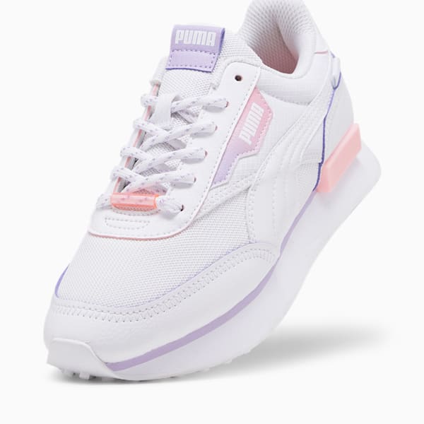 Future Rider Cosmic Girl's Sneakers, PUMA White-Vivid Violet-Koral Ice, extralarge-IND