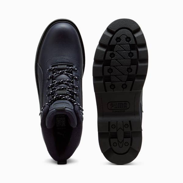 Navy PUMA men's boot with lace-up closure and a thick, patterned sole for grip.