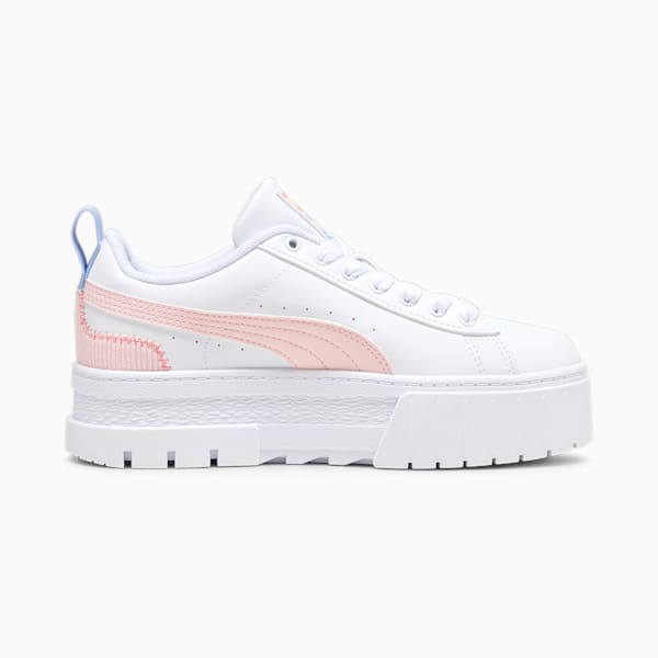 Mayze Sweater Weather Youth Sneakers, PUMA White-Blissful Blue-Peach Smoothie, extralarge-IND