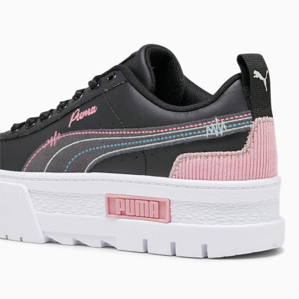 Mayze Sweater Weather Youth Sneakers, PUMA Black-Future Pink-Green Fog, extralarge-IND