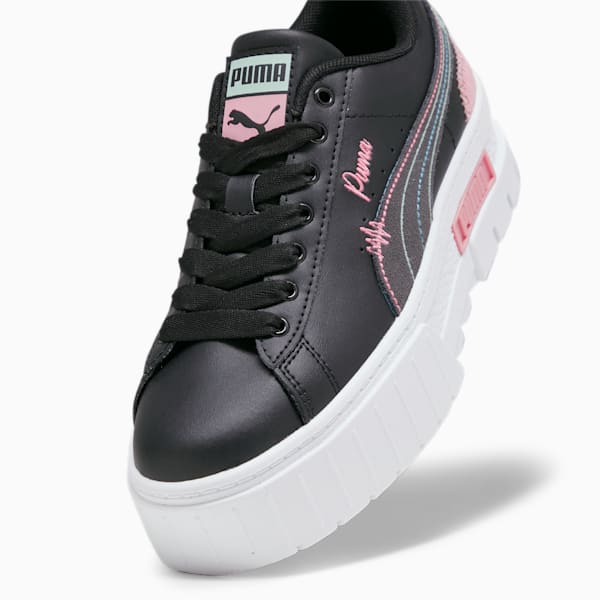 Mayze Sweater Weather Youth Sneakers, PUMA Black-Future Pink-Green Fog, extralarge-IND