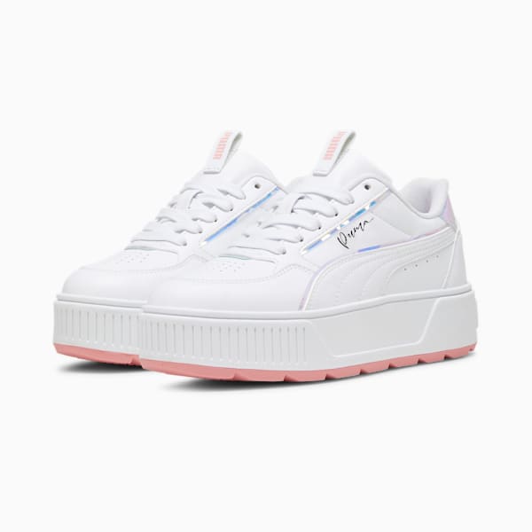 Karmen Rebelle Crystal Big Kids' Sneakers, PUMA White-PUMA White-Peach Smoothie, extralarge