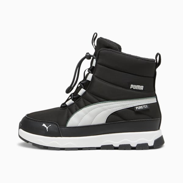 Botas PUMA Evolve Puretex para niños grandes, PUMA Black-Ash Gray-PUMA White, extralarge