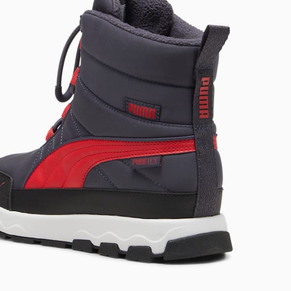 キッズ プーマ エボルブ ピュアテックス ブーツ 22-25cm, Galactic Gray-Tart Cherry-PUMA Black, extralarge-JPN