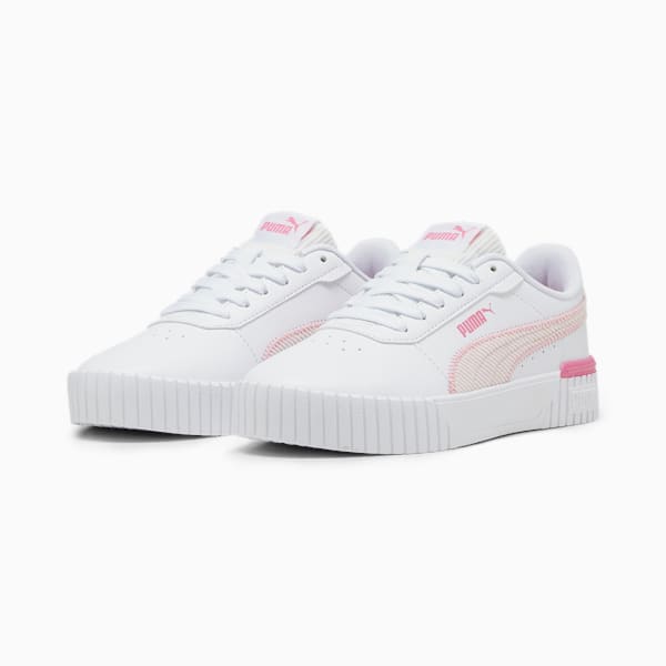 Zapatos deportivos Carina 2.0 Corduroy para jóvenes, PUMA White-Frosty Pink-Strawberry Burst, extralarge