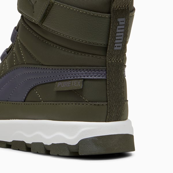 Botas PUMA Evolve Puretex para niños, Dark Olive-Galactic Gray-PUMA White, extralarge