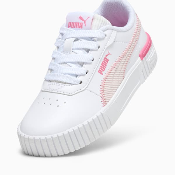 キッズ ガールズ プーマ キャリーナ 2.0 コーデュロイ スニーカー 17-21cm, PUMA White-Frosty Pink-Strawberry Burst, extralarge-JPN