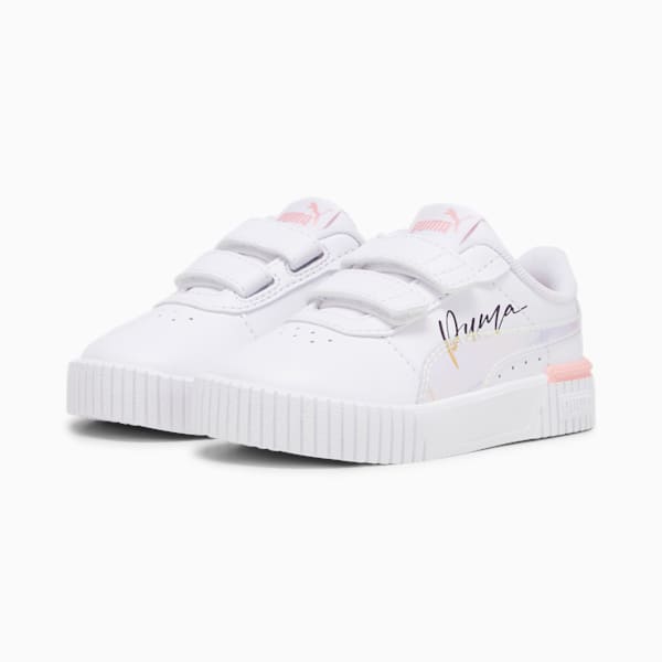 Chaussures de sport Carina 2.0 Crystal Wing, tout-petits, PUMA White-Peach Smoothie-PUMA Black, extralarge