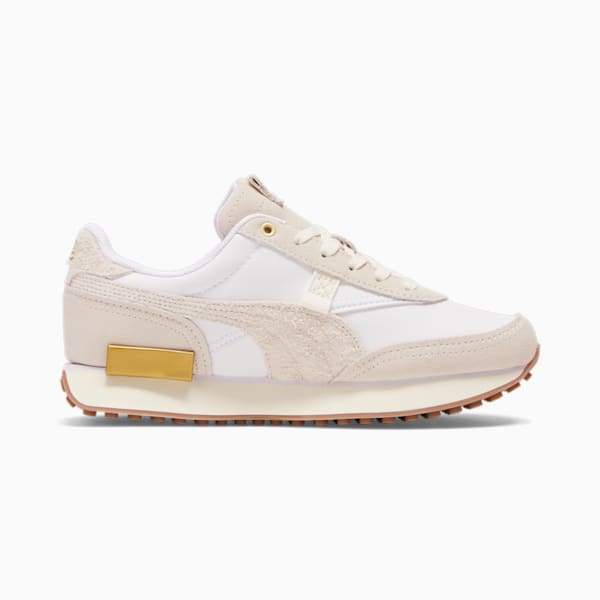 Future Rider PEB Women's Sneakers, PUMA White-Frosted Ivory-Puma Team Gold, extralarge