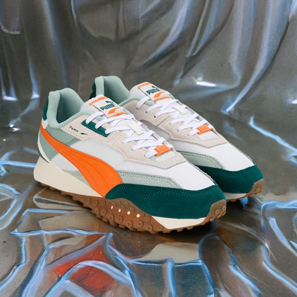 Blktop Rider Suede Sneakers, Warm White-Malachite, extralarge-IND