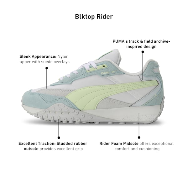 Blktop Rider Suede Sneakers, PUMA White-Green Illusion, extralarge-IND