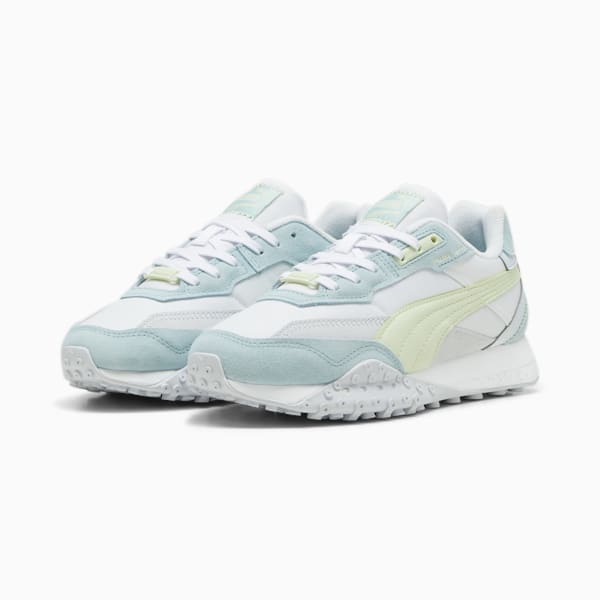 Blktop Rider Suede Sneakers, PUMA White-Green Illusion, extralarge-IND