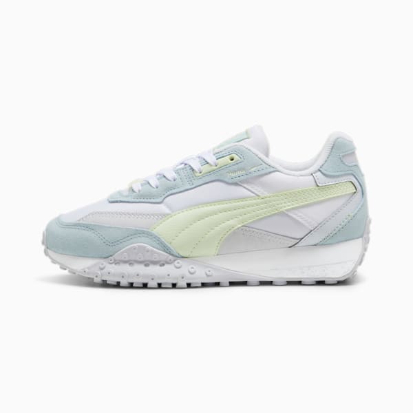 Blktop Rider Suede Sneakers, PUMA White-Green Illusion, extralarge-IND