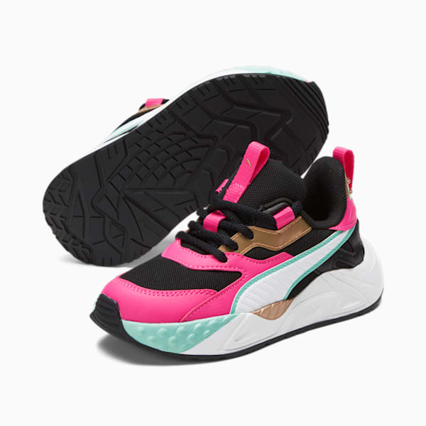 Zapatos deportivos RS-TRCK Vacay Queen para niños pequeños , PUMA Black-PUMA White-Glowing Pink