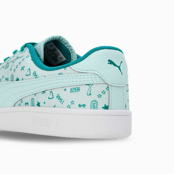 Smash Tex Women's Sneakers, Eggshell Blue-Green Lagoon-PUMA White, extralarge-IND