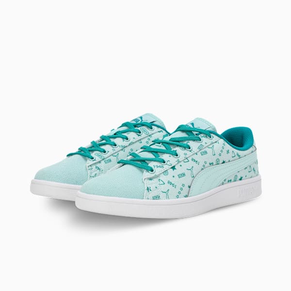 Smash Tex Women's Sneakers, Eggshell Blue-Green Lagoon-PUMA White, extralarge-IND