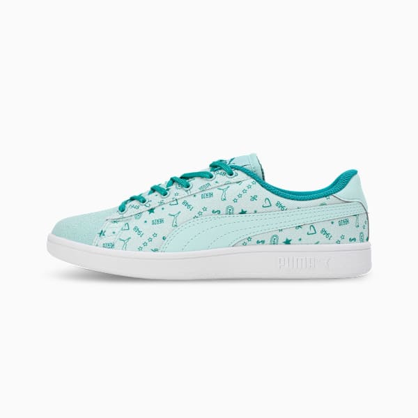 Smash Tex Women's Sneakers, Eggshell Blue-Green Lagoon-PUMA White, extralarge-IND