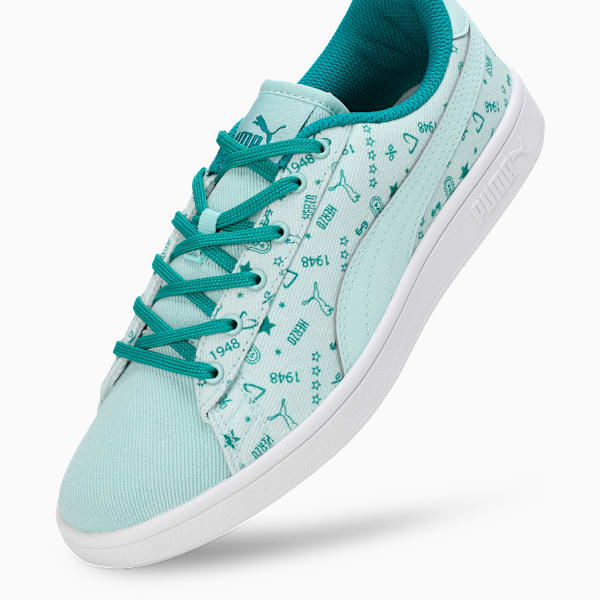 Smash Tex Women's Sneakers, Eggshell Blue-Green Lagoon-PUMA White, extralarge-IND