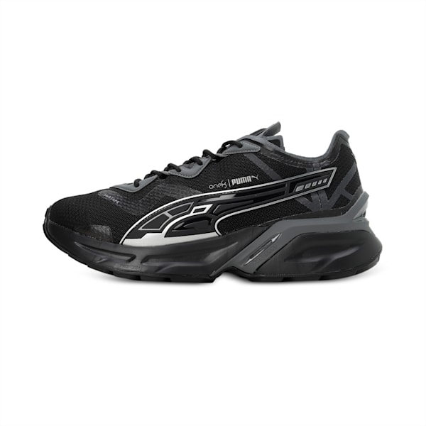 PUMA x one8 PWRFRAME Aerogram Unisex Sneakers, Puma Black-Puma Aged Silver, extralarge-IND