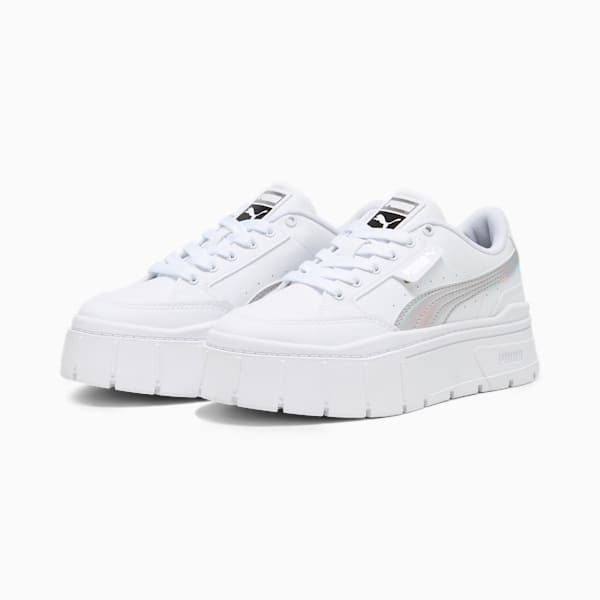 Mayze Stack Iridescent Big Kids' Sneakers, PUMA White-PUMA Silver, extralarge