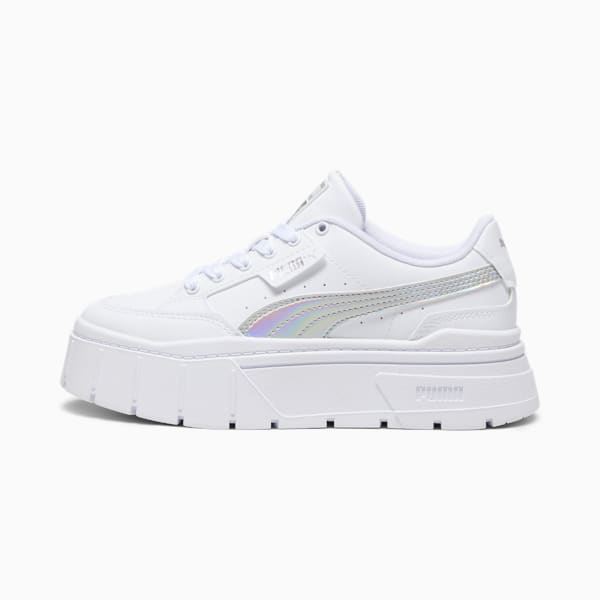 Mayze Stack Iridescent Big Kids' Sneakers, PUMA White-PUMA Silver, extralarge