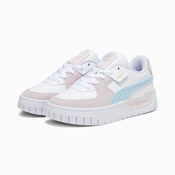 zapatillas puma cali corduroy blanco violeta de mujer.