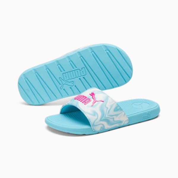 Cool Cat 2.0 Little Kids' Slides, Hero Blue-PUMA White-Ravish, extralarge