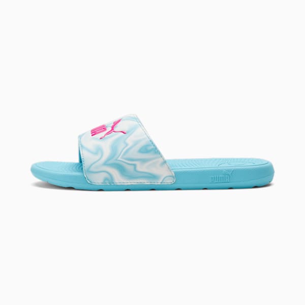 Cool Cat 2.0 Little Kids' Slides, Hero Blue-PUMA White-Ravish, extralarge