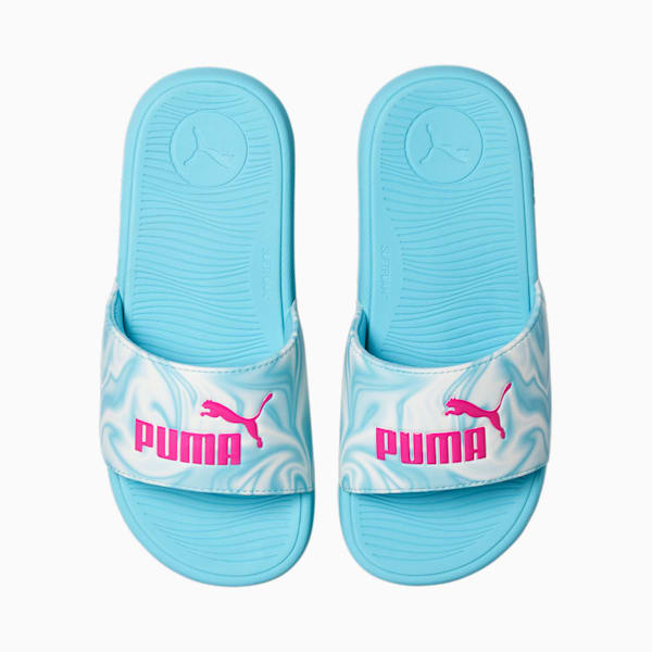 Cool Cat 2.0 Little Kids' Slides, Hero Blue-PUMA White-Ravish, extralarge