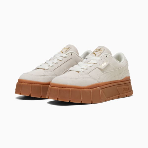 PUMA Mayze platform sneakers in white and beige