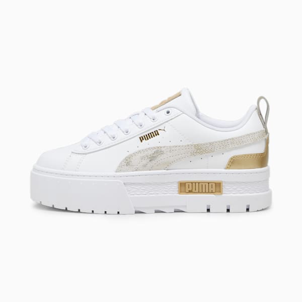 Mayze Glam Women's Sneakers, PUMA White-Sand Dune, extralarge-IND