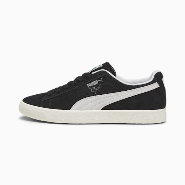 Clyde Hairy Suede Unisex Sneakers, PUMA Black-Frosted Ivory, extralarge-AUS