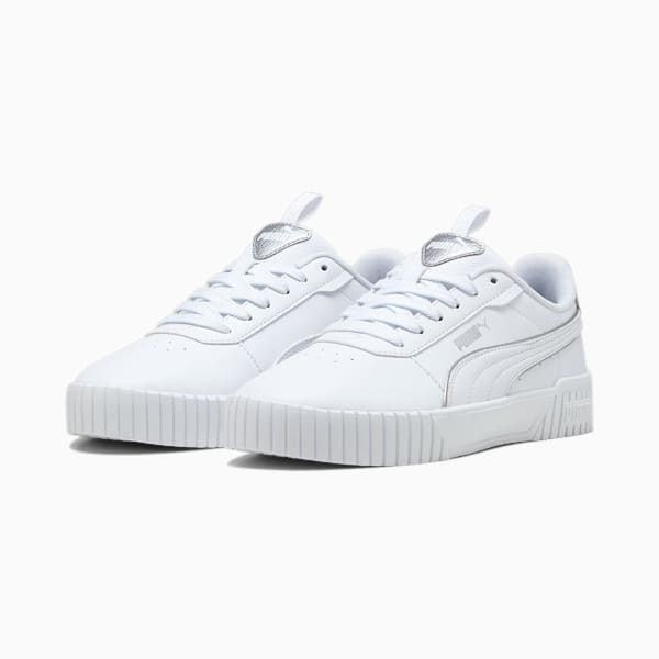 Carina 2.0 Pop Up Metallics Women's Sneakers, PUMA White-Matte Silver-PUMA Silver, extralarge-IND