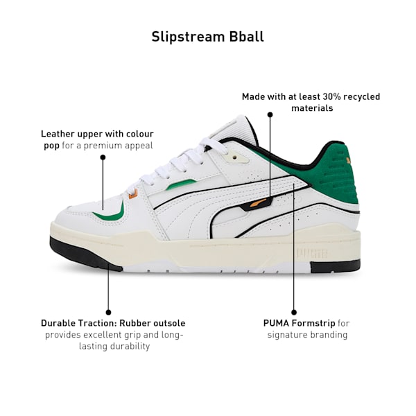 Slipstream Unisex Bball Sneakers, PUMA White-Archive Green, extralarge-IND