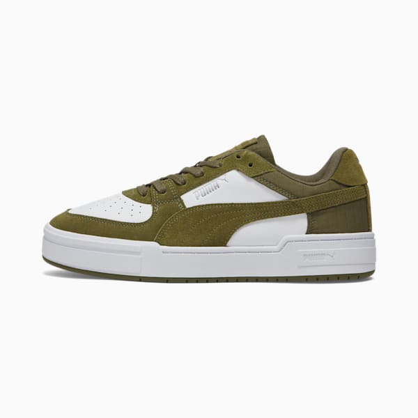 Tenis casuales CA Pro Quilt para hombre, PUMA White-Olive Drab, extralarge