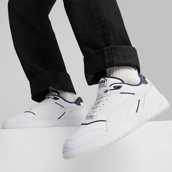 Tenis deportivas PUMA Doublecourt para hombre, PUMA White-New Navy, extralarge