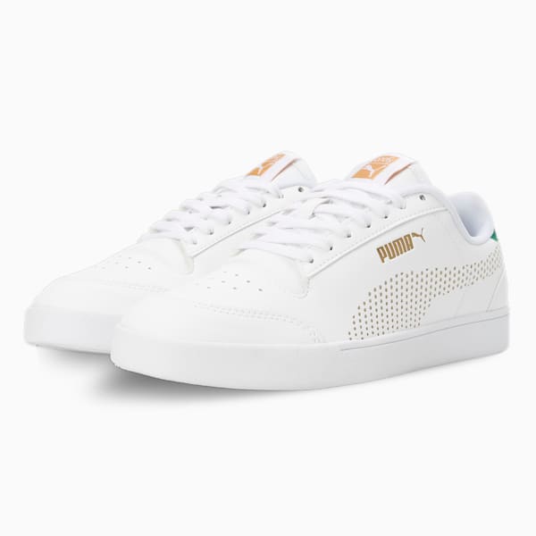 PUMA x one8 Shuffle Better V3 Men's Sneakers, PUMA White-Amazon Green-Puma Team Gold, extralarge-IND