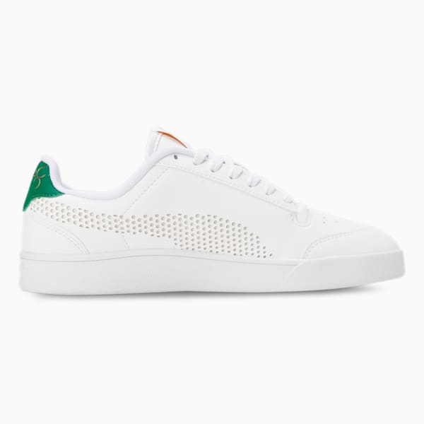 PUMA x one8 Shuffle V3 Better Men's Sneakers, PUMA White-Amazon Green-Puma Team Gold, extralarge-IND