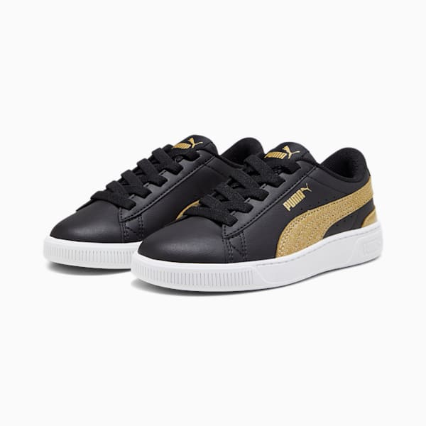 キッズ ガールズ プーマ ビッキー V3 AC スニーカー 17-21cm, PUMA Black-Gold-PUMA White, extralarge-JPN