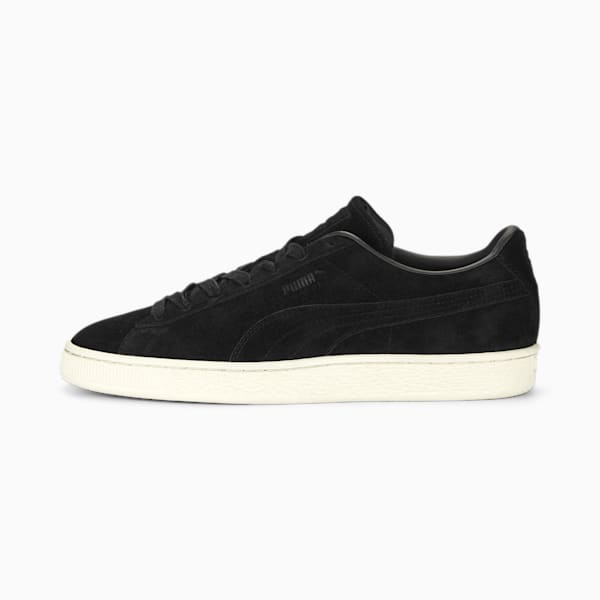 Mens black leather puma trainers clearance