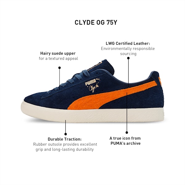 Clyde OG 75Y Unisex Sneakers, Persian Blue-Orange Brick, extralarge-IND