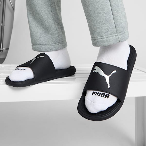 Cool Cat 2.0 Sport Men's Slides, PUMA Black-Puma Silver, extralarge