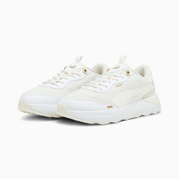 Tenis Runtamed Platform Romance para mujer, Vapor Gray-PUMA White-Frosted Ivory-PUMA Gold, extralarge